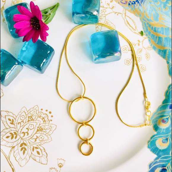 🇺🇸TRI-Rings On Gold Chain, Minimalist - Picture 1 of 5